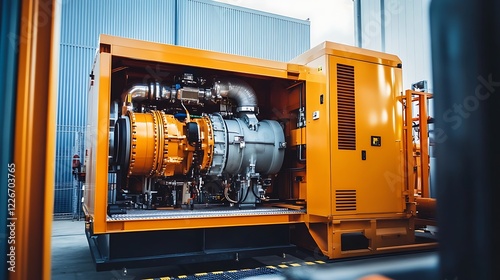 A close up view of a mobile generators turbine going amid an outage