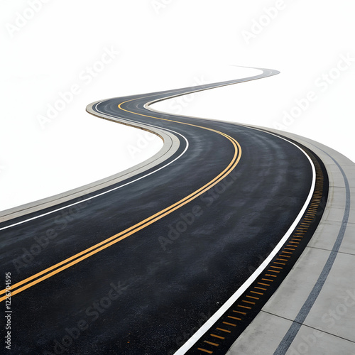Endless Journey: Winding Two-Lane Road Vanishing into the Distance