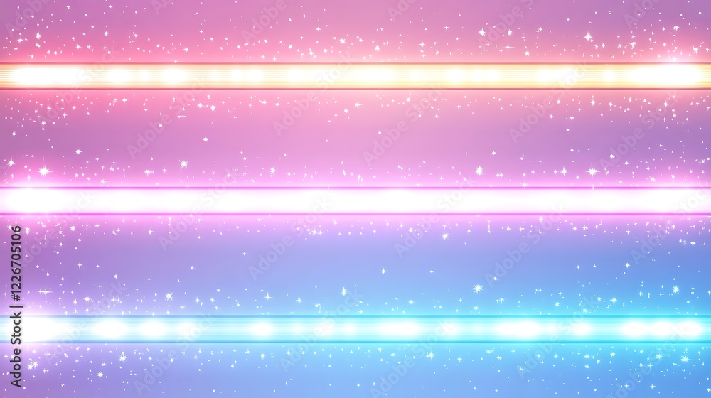 Obraz premium Pastel Background With Glowing Neon Lights And Stars