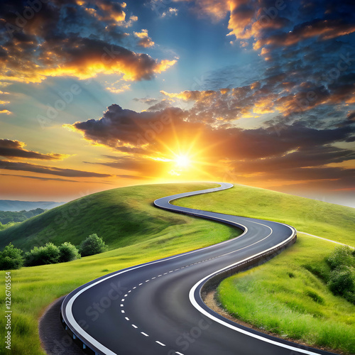 Journey Ahead: Winding Road as a Symbol of Time and Progress