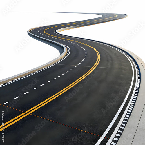 Endless Journey: Winding Two-Lane Road Vanishing into the Distance