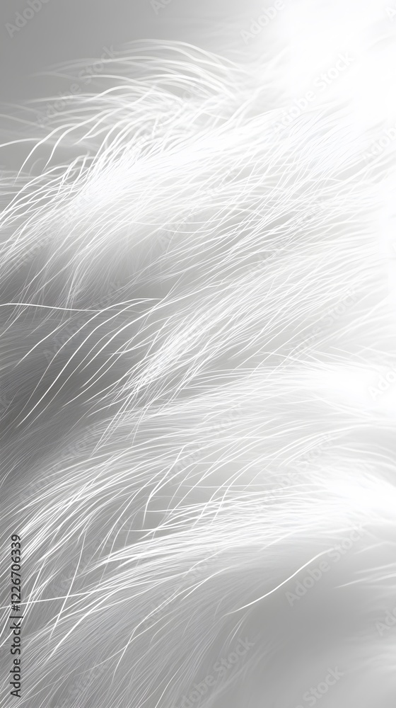 Fototapeta premium 42. A soft, airy white fur texture with tiny strands catching the light