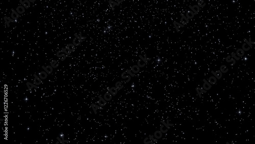 The dark night sky is studded with sparkling stars