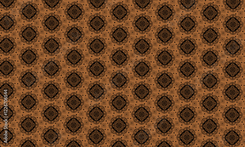 Seamless mandala flower pattern black and brown 