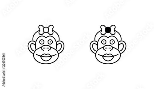 Ape Baby Girl icon design with white background stock illustration