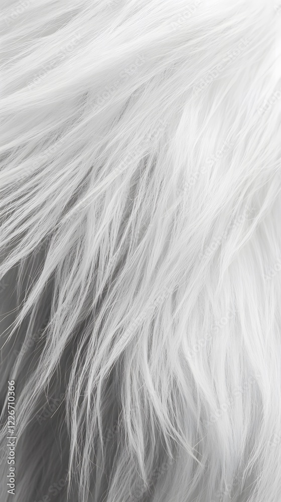 Obraz premium 59. A fluffy, pure white fur surface with a gentle, even sheen across the strands