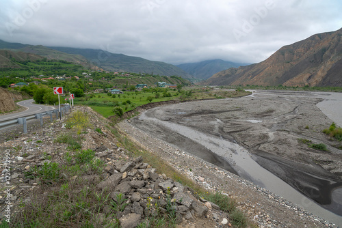 Cloudy morning in the valley of the Samur River. Republic of Dagestan, Russia photo