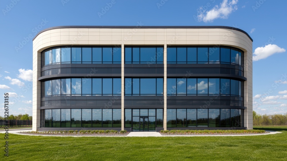 Trust confidence and transparency, A modern office building with a sleek design, large windows, and a grassy area, under a clear blue sky with some clouds. Trust confidence and transparency, A modern office building with a sleek design, large windows, and a grassy area, under a clear blue sky with some clouds.
