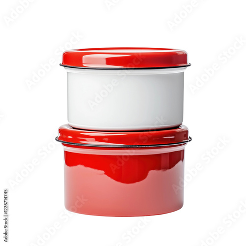 Vibrant Red and White Storage Containers Stack