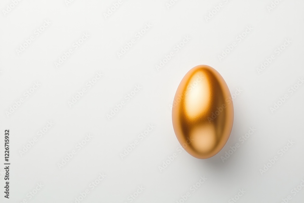 Shiny golden egg stands out against minimalistic white backgroun Shiny golden egg stands out against minimalistic white backgroun