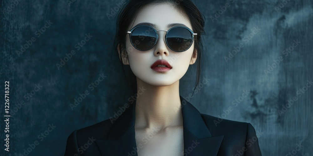 Stylish Female Model in Business Attire and Sunglasses Stylish Female Model in Business Attire and Sunglasses