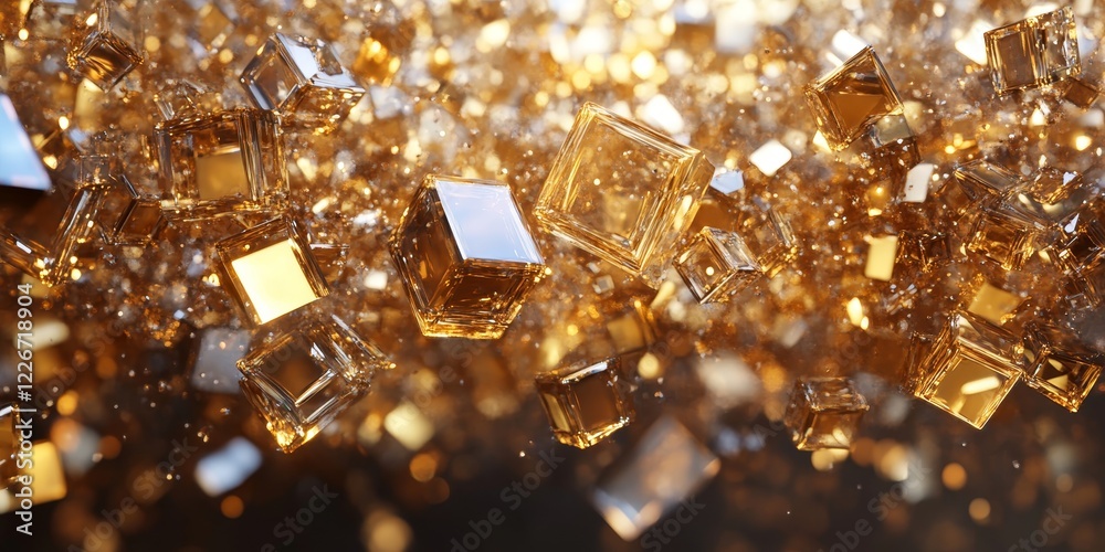 Abstract gold prisms, dynamic design, 3d render, Generative AI Abstract gold prisms, dynamic design, 3d render, Generative AI