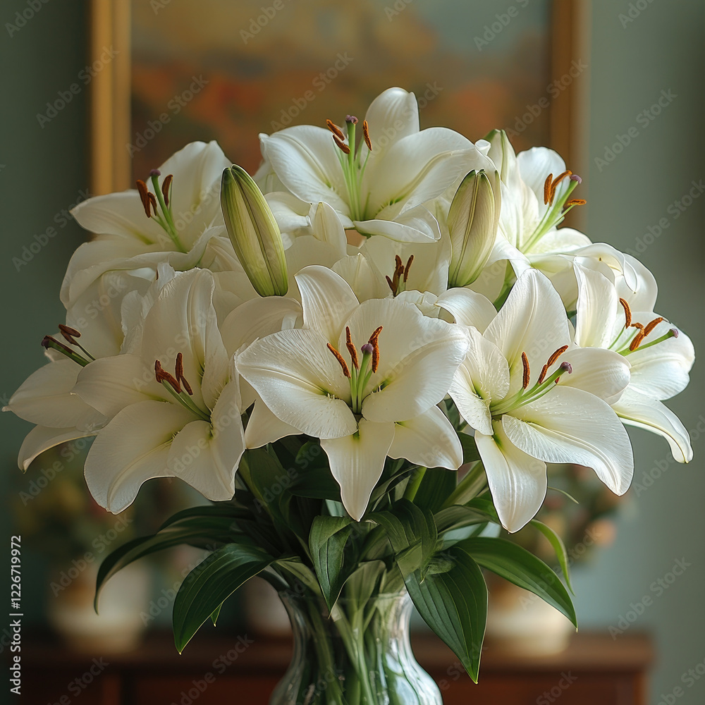 Fototapeta premium White lilies in soft natural light