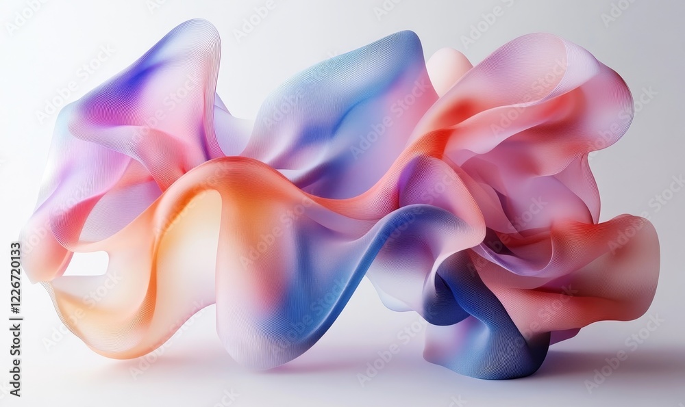 Fototapeta premium Abstract colorful waves, fluid design, 3d render, Generative AI
