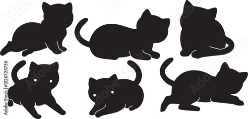 Set kittenes. Hand drawn vector illustration