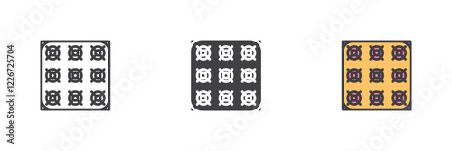Mining asic farm different style icon set