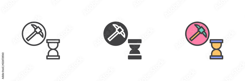 Cryptocurrency mining hush rate different style icon set Cryptocurrency mining hush rate different style icon set