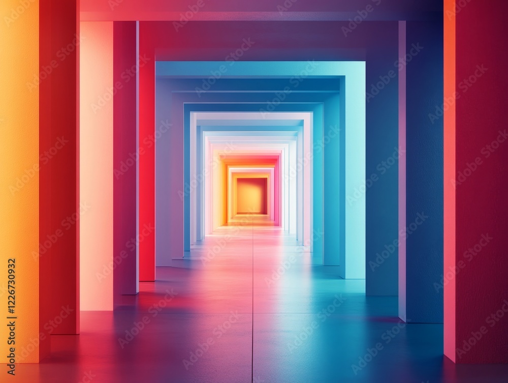 Abstract minimalist prisms, layered design, 3d render, Generative AI Abstract minimalist prisms, layered design, 3d render, Generative AI