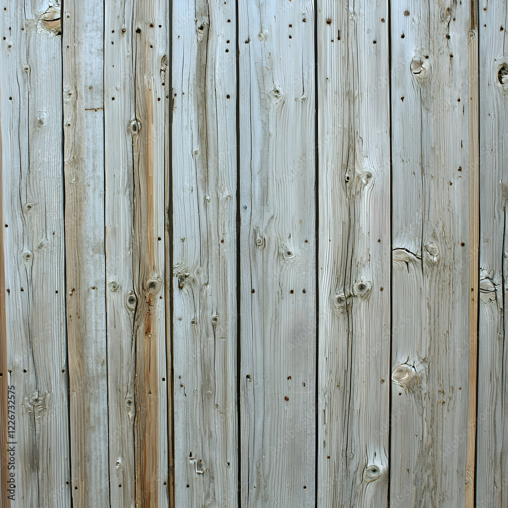 Fototapeta premium Weathered grey wood planks background texture, vertical grain, outdoor fence, rustic setting, design element