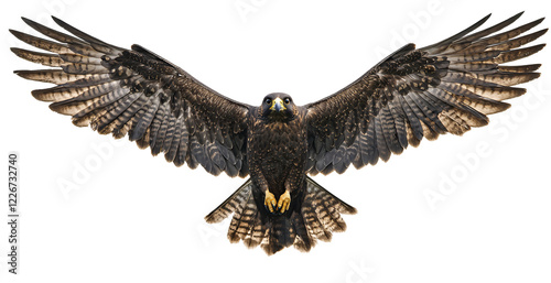 A breathtaking image of a falcon with wings outstretched,