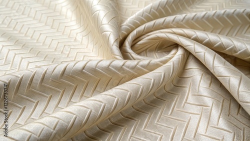 Luxurious Cream Fabric with a Subtle Herringbone Pattern