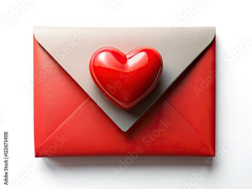 Drone Shot Love Letter Heart Envelope White Background AI Photo