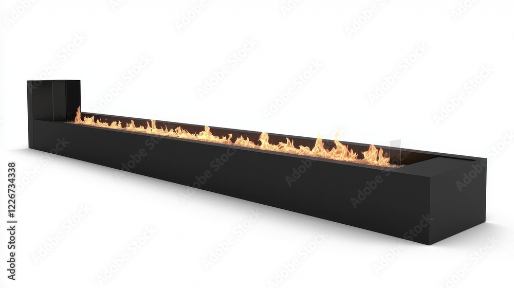Modern sleek linear fireplace design perfect for outdoor spaces in contemporary settings