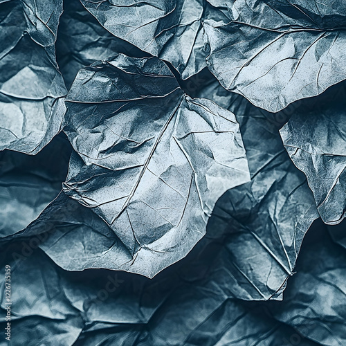 Wallpaper Mural Close-up of textured, blue dried leaves layered, detailed veins visible Torontodigital.ca