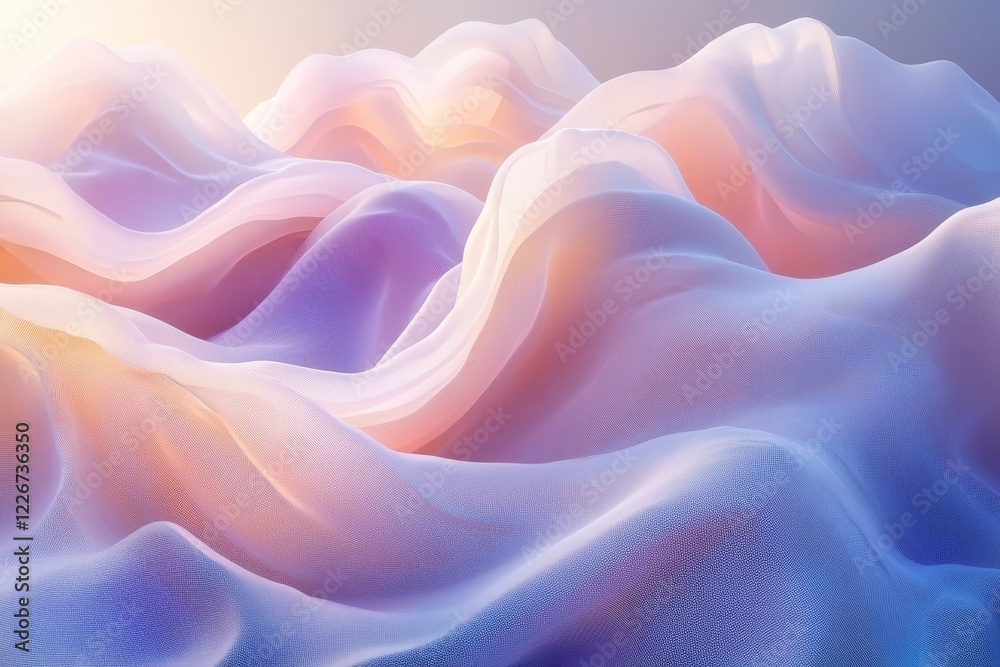 Fototapeta premium Abstract colorful waves, iridescent design, 3d render, Generative AI