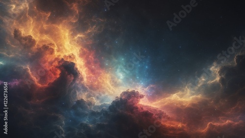 Abstract fiery and icy nebula cosmic artwork photo