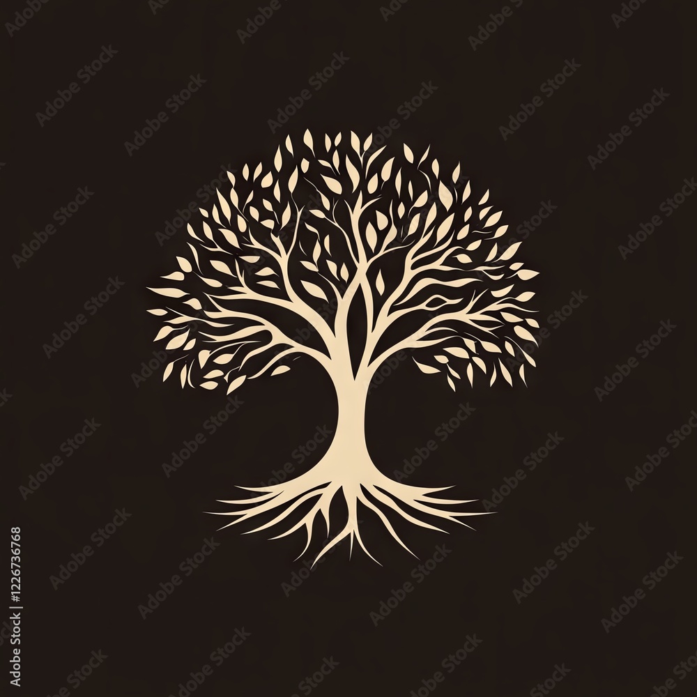 Naklejka premium Tree of life logo on black isolated background