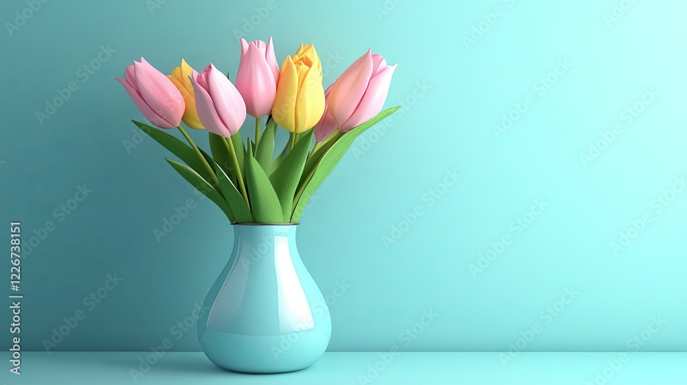 Tulips in a vase on an isolated background