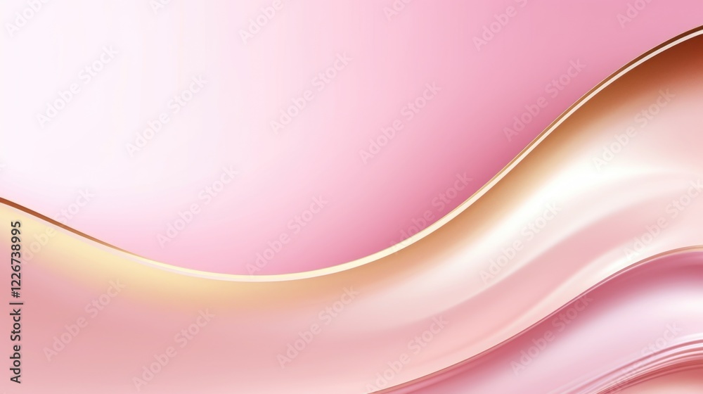 Fototapeta premium Pale pink abstract waves with a fine gold line