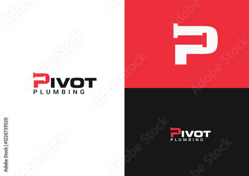 Pipe with letter P logo design concept 