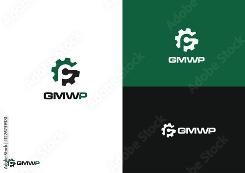 Gear G and P logo design concept 