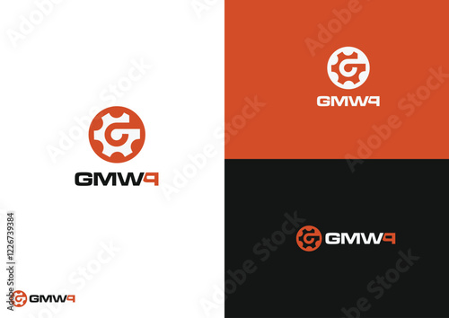 Gear with letter G and P logo design concept 