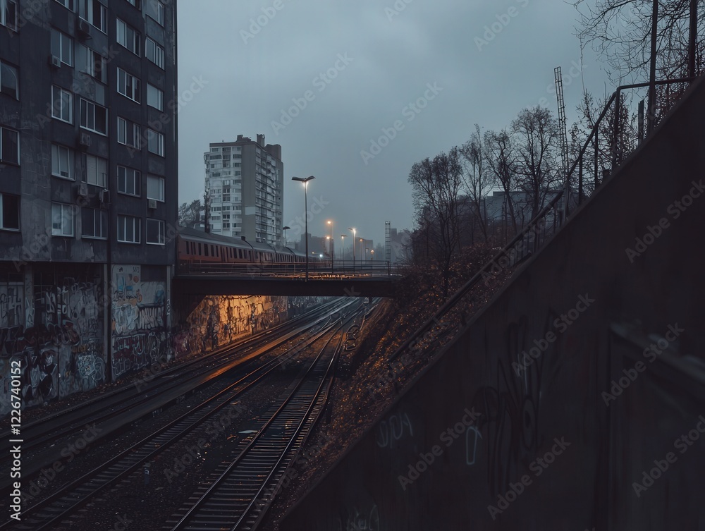 Fototapeta premium Bleak urban landscape, scenery, view, scene, paysage, cityscape