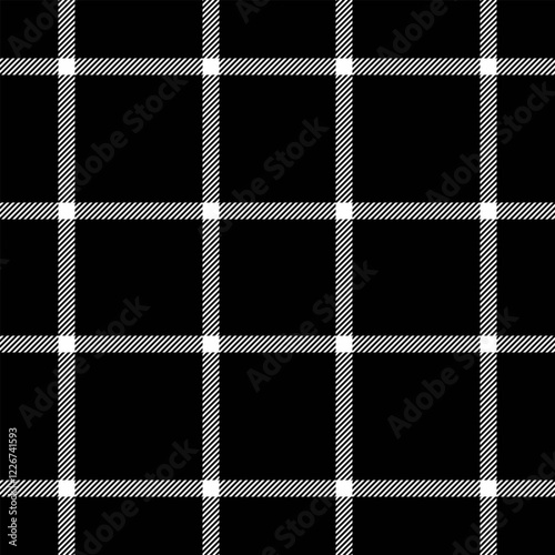 Ceremony texture background check, thin fabric textile seamless. Mother pattern tartan plaid vector in black and white colors.