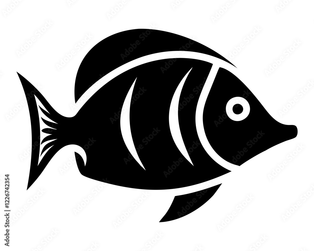 Cartoon illustration of a fish in the ocean with aquatic animals and nature elements Cartoon illustration of a fish in the ocean with aquatic animals and nature elements