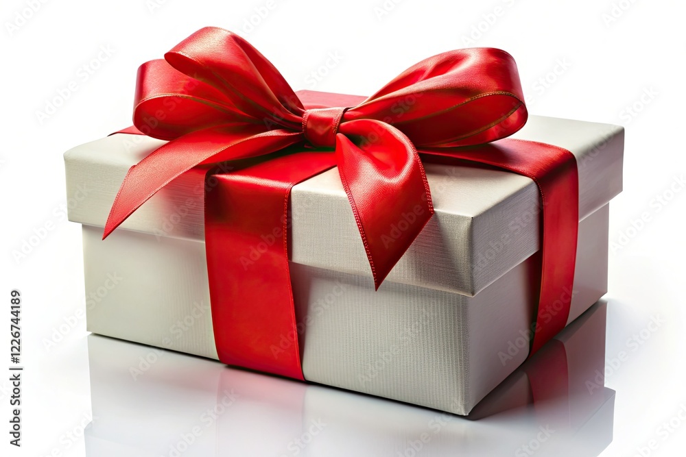 Obraz premium Elegant White Gift Box with Red Bow - Food Photography