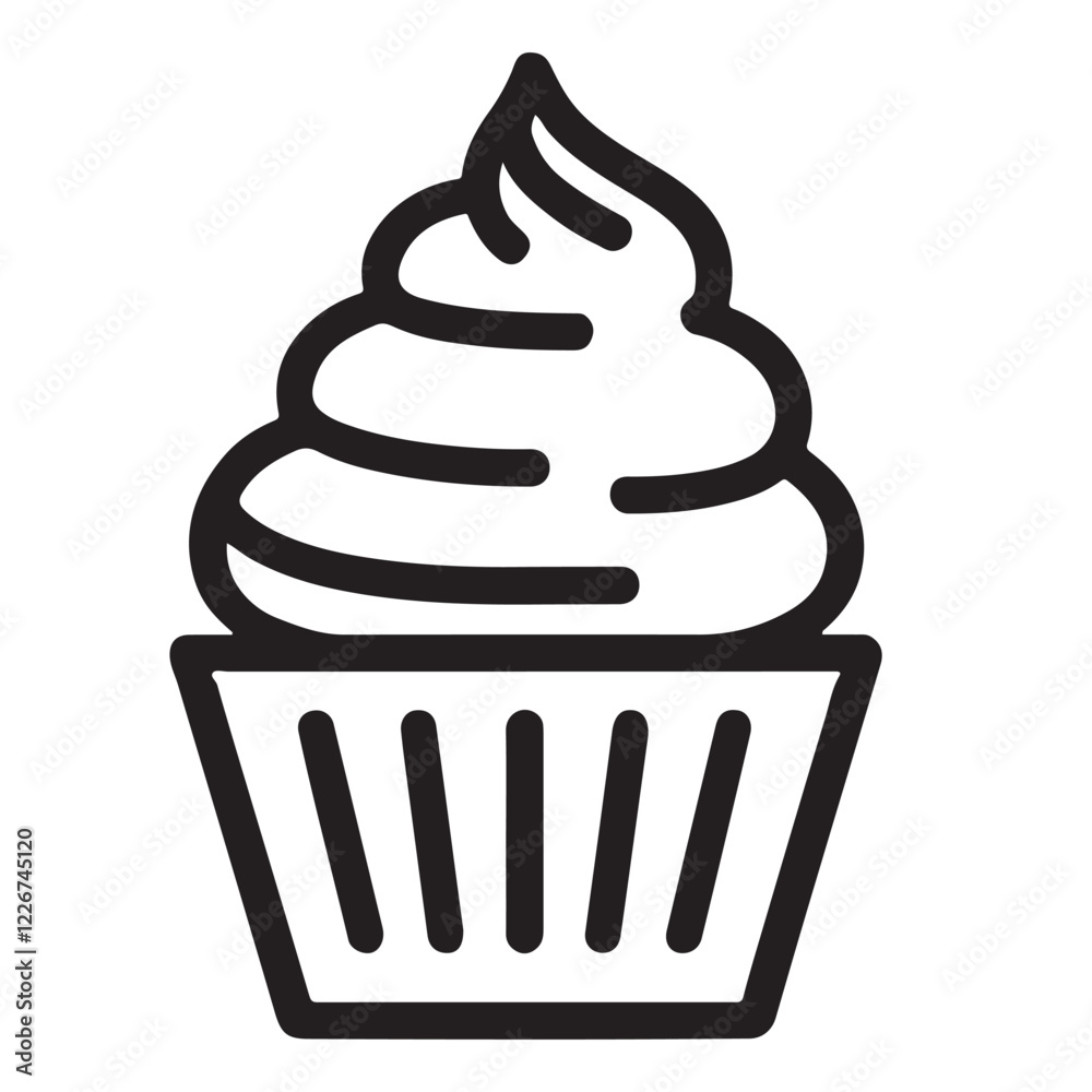 Delicious Cupcake Icon Line Art Graphic Design Delicious Cupcake Icon Line Art Graphic Design