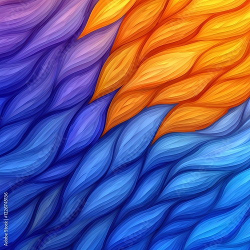 A dynamic composition highlighting a seamless modern Thai pattern, blending abstract shapes with vibrant colors, suitable for contemporary marketing campaigns,