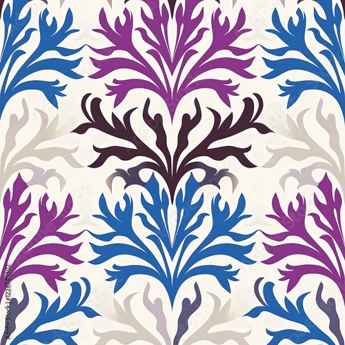 A dynamic composition highlighting a seamless modern Thai pattern, blending abstract shapes with vibrant colors, suitable for contemporary marketing campaigns,
