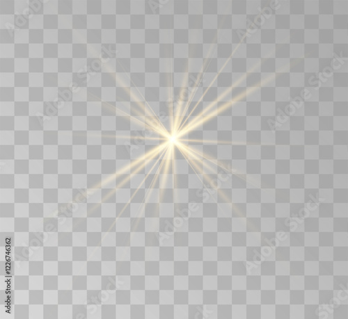 Transparent yellow sunlight special lens flash light effect. Front solar flare lenses	