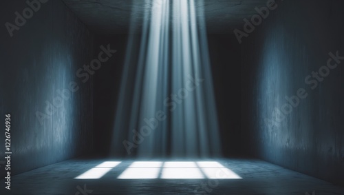 Light rays shining through dark spaces creating atmospheric effects. photo