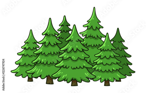 Vector trees of Spruce pine cypress trees