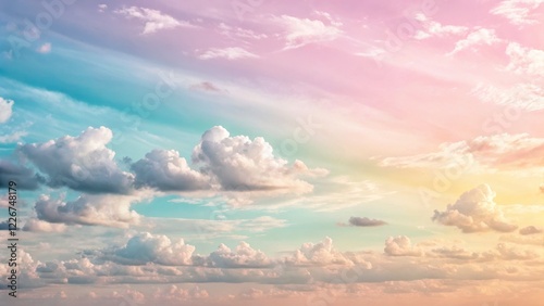 Pastel Sky with Fluffy Clouds, Perfect for a Dreamy Mood