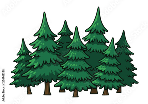 Vector trees of Spruce pine cypress trees