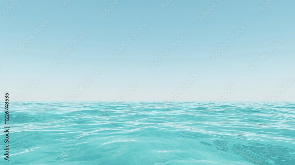 Obraz premium A serene seascape with turquoise waves gently rolling under a clear blue sky horizon