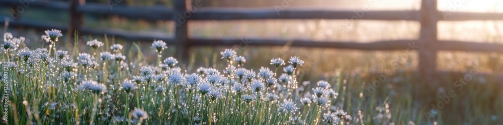 A bright and colorful field of flowers with a rustic wooden fence in the background A bright and colorful field of flowers with a rustic wooden fence in the background